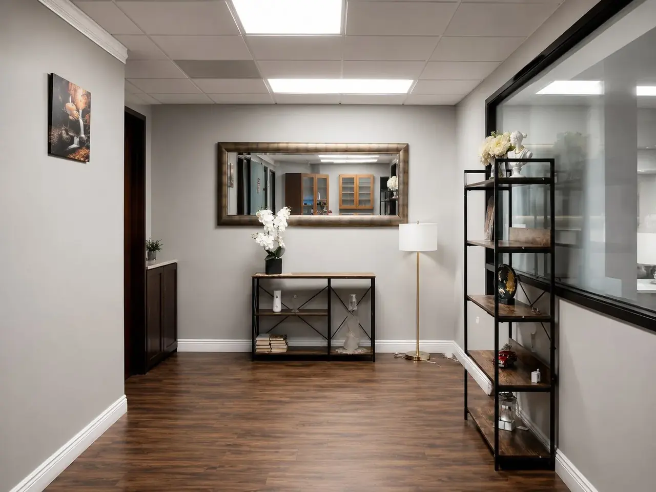 Calm front lobby and waiting area at N&T Health & Wellness Spa in Orange CA