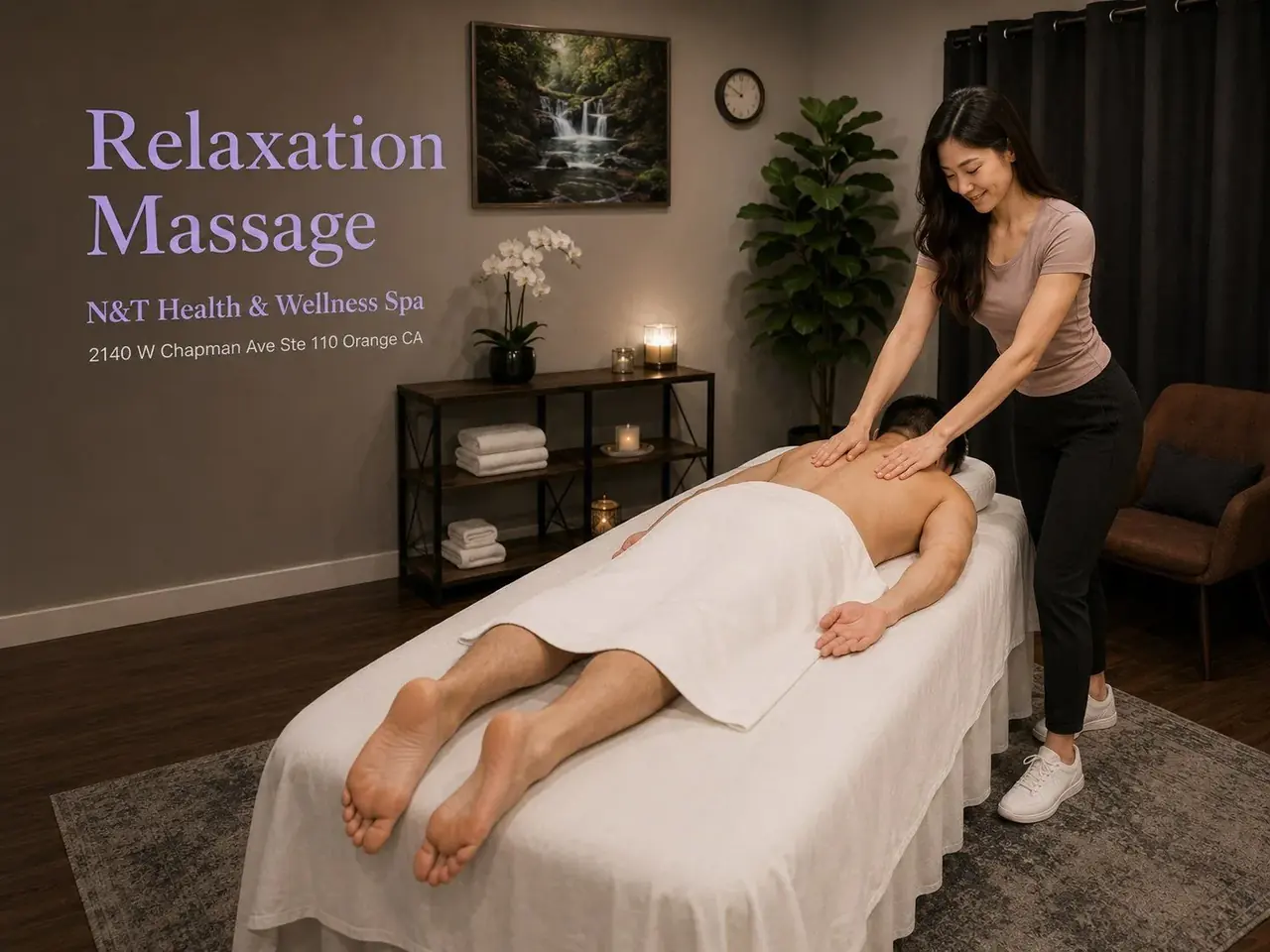 Relaxation massage in Orange, CA at N&T Health & Wellness Spa